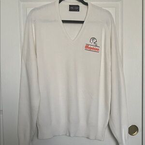 Vintage XL Pine State Dolphin Miami White V-Neck Sweater
